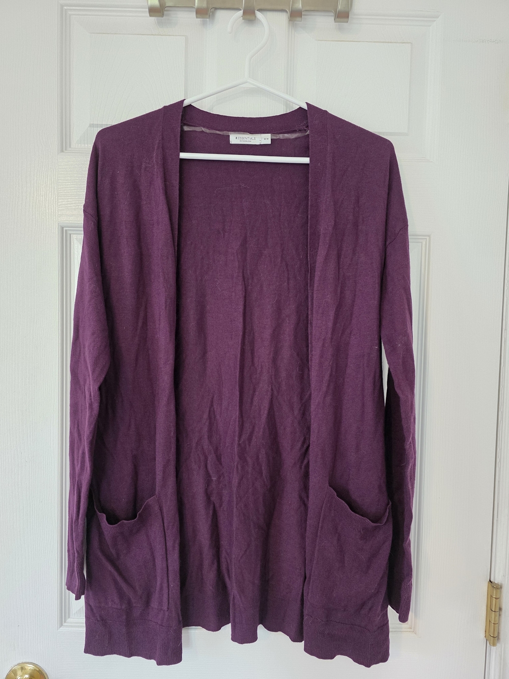 Plum Open-Front Cardigan With Pockets | Size Medium